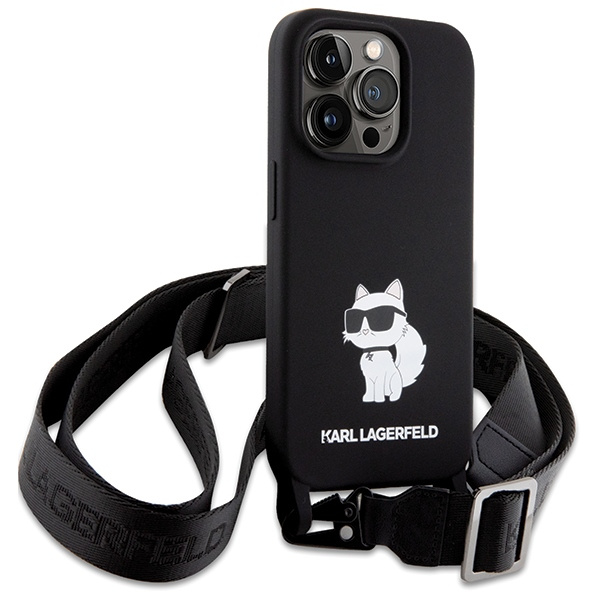 Funda Karl Lagerfeld KLHCP15LSCBSCNK iPhone 15 Pro 6.1" durocase negro/negro Crossbody Silicona Choupette Case