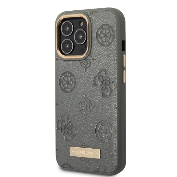 Hülle Guess iPhone 13 Pro / 13 6.1" grau/grau hartcase Peony Logo Platte MagSafe