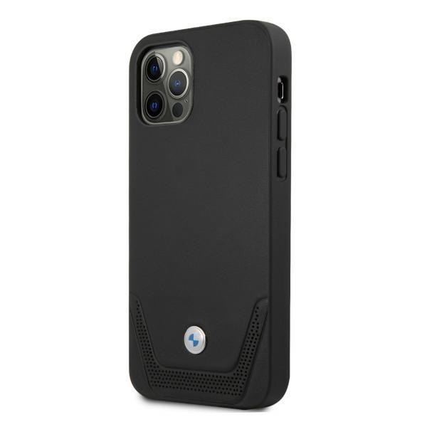BMW Hülle Apple iPhone 12 Pro Max Leder Perforiert Schwarz Hardcase