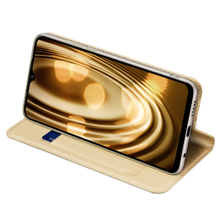 Dux Ducis Skin Pro obal Xiaomi Poco C40 flip cover card wallet stand gold