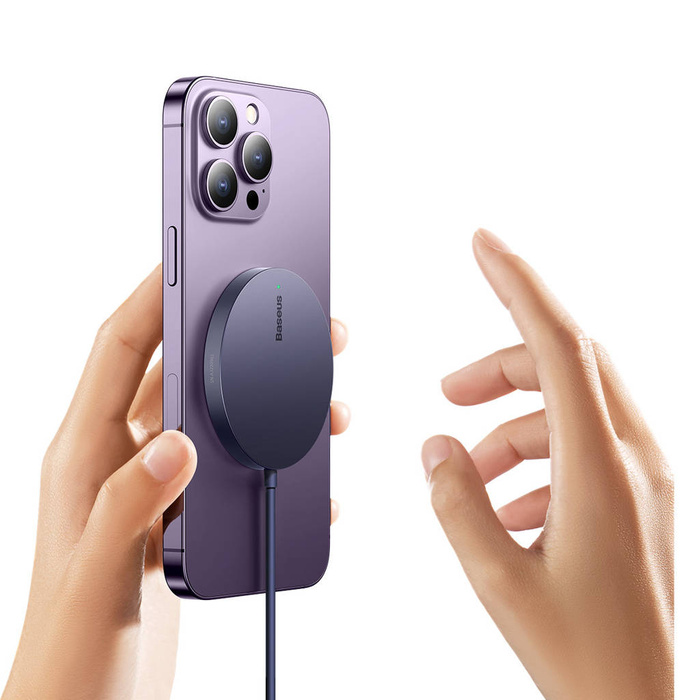 Cargador magnético Baseus Simple Mini3 MagSafe Qi 15W morado