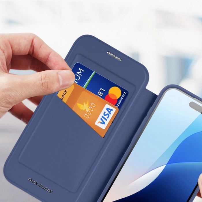 Dux Ducis Skin X Pro iPhone 16 Pro Case with MagSafe and Flip Cover - Blue