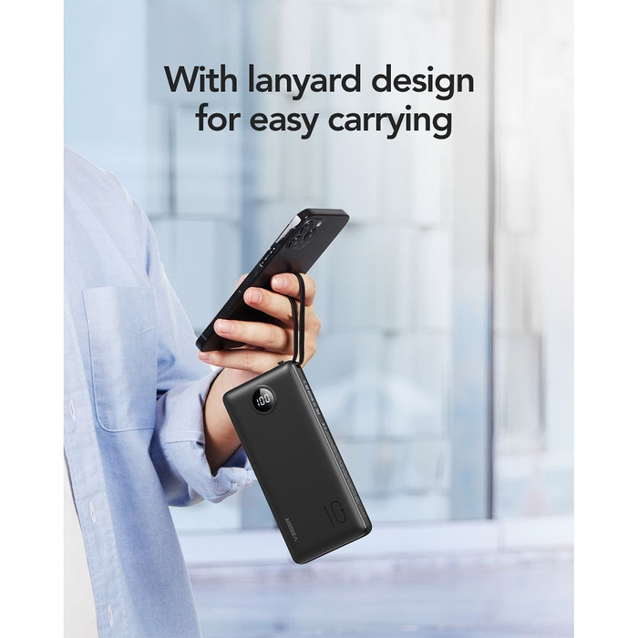 Powerbank Veger C10 (W1116) 10000 mAh z wbudowanymi kablami Micro USB / Typ C / Lightning czarny