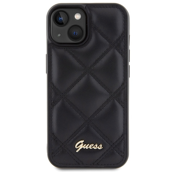 Etui Guess GUHCP15SPSQSQSK iPhone 15 6.1" czarny/black hardcase Quilted Metal Logo Case