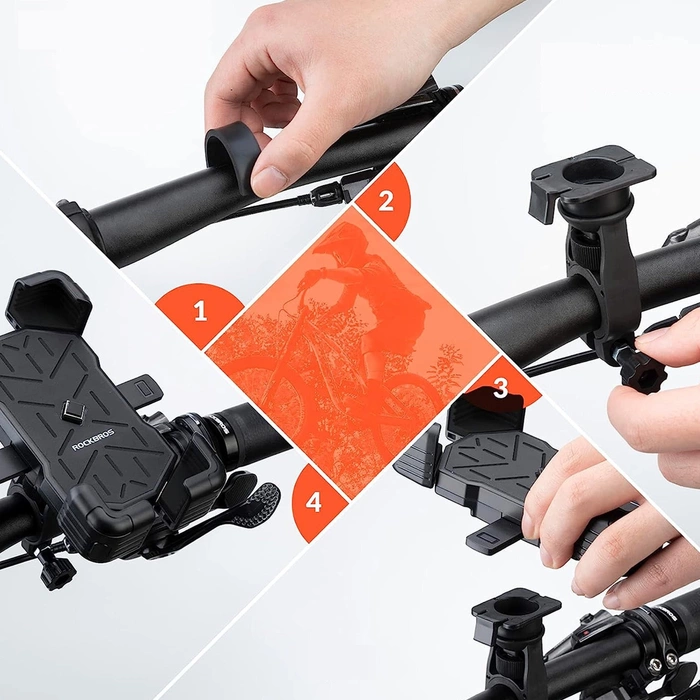 Rockbros 25210030001 support de téléphone pour guidon de vélo - noir