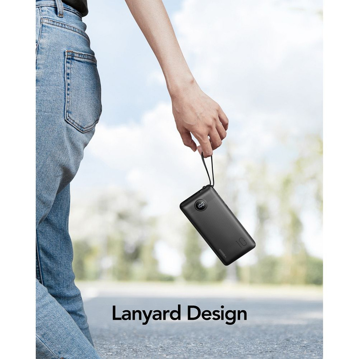 Powerbank Veger C10 (W1116) 10000 mAh z wbudowanymi kablami Micro USB / Typ C / Lightning czarny