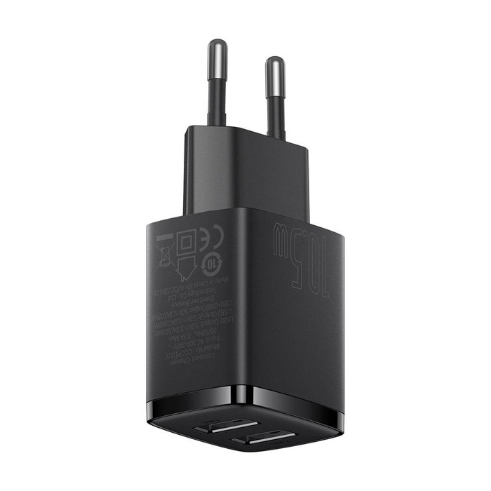 [RETURNED ITEM] Cargador compacto Baseus 2x USB 10.5W negro (CCXJ010201)
