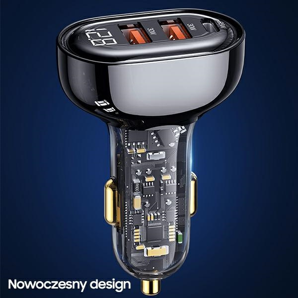 USAMS Charg. sam. 1xUSB-C 2xUSB-A 125W Schnellladung transparent schwarz CC158CC01 (US-CC158)