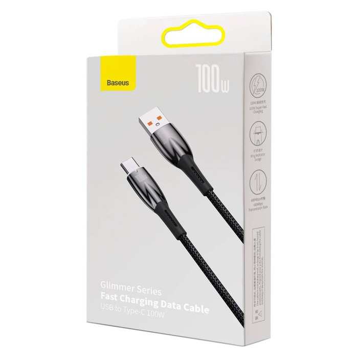 [RETURNED ITEM] Kabel pro rychlé nabíjení Baseus Glimmer Series USB-A - USB-C 100W 480Mbps 2m černý
