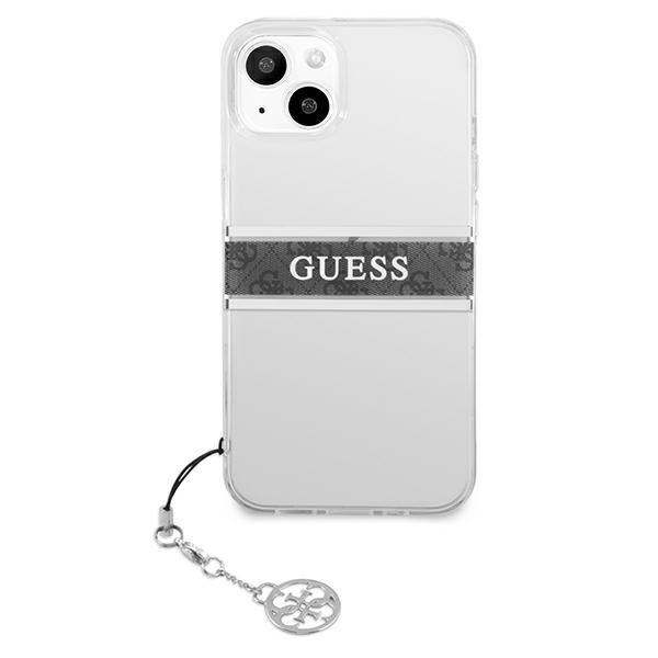 Hülle GUESS Apple iPhone 13 Mini 4G grau Riemen Charm klar Hardcase