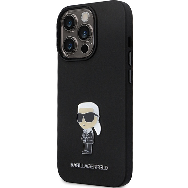 Etui Karl Lagerfeld KLHCP14LSMHKNPK iPhone 14 Pro 6.1" czarny/black Silicone Ikonik Metal Pin