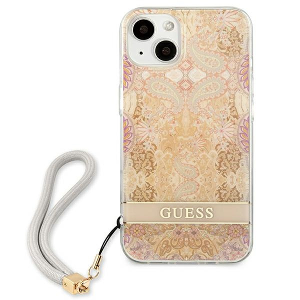 Hülle GUESS Apple iPhone 13 Mini Flower Strap Gold Hardcase