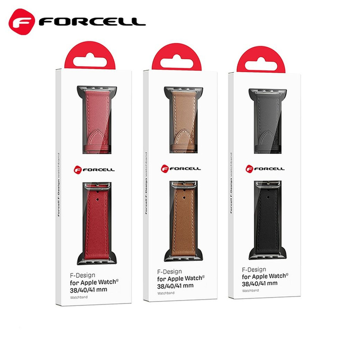 Pasek do Apple Watch Forcell F-Design FA20 dziurki skóra ekologiczna 42 / 44 / 45 / 49 mm czerwony