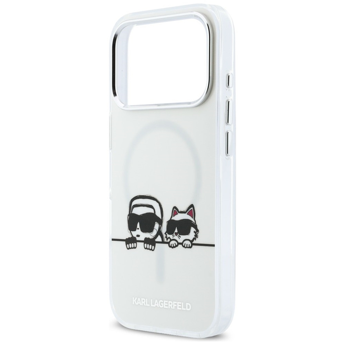 Etui Karl Lagerfeld IML Karl & Choupette Peekaboo Logo MagSafe do iPhone 17 Pro biały