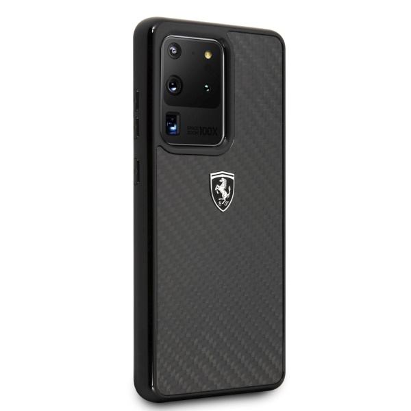 Coque FERRARI Étui noir patrimoine carbone pour Samsung Galaxy S20 Ultra