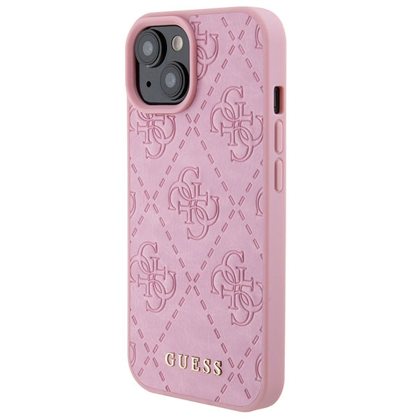 Hülle Guess GUHCP15SP4EPMP iPhone 15 6.1" rosa/rosa hartcase Leder 4G gestempelt Case