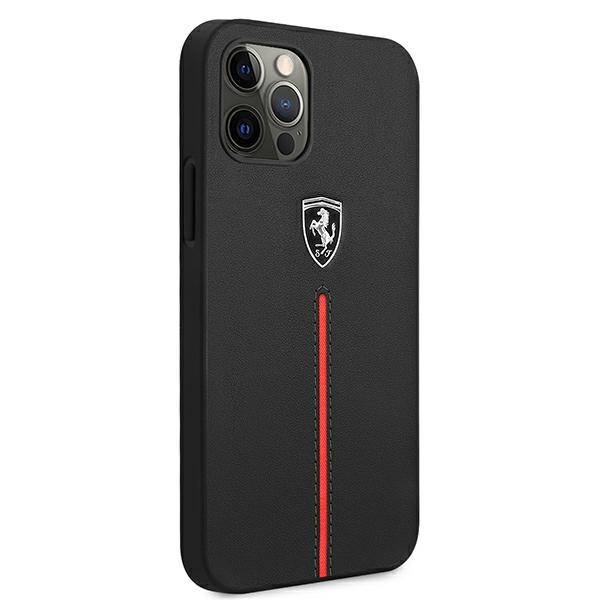 Ferrari FEOMSHCP12LBK iPhone 12 Pro Max black/black hardcase Off Track Leather Nylon Stripe