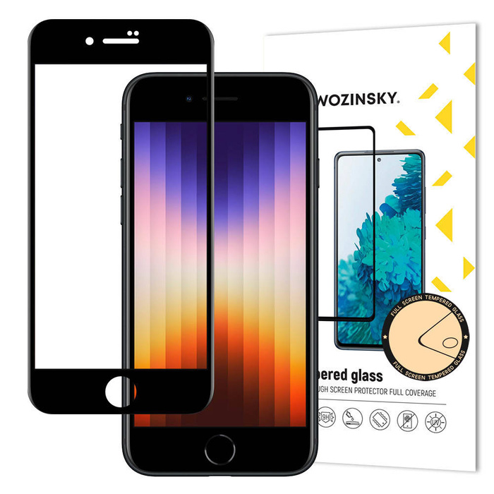Wozinsky super silné Full Glue tvrdené sklo s rámom na celú obrazovku Case Friendly iPhone SE 2020 / iPhone 8 / iPhone 7 čierne