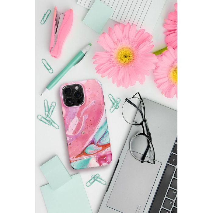 Etui na iPhone 16 PRO MAX Forcell F-Protect Mirage zgodny z MagSafe Military Drop-Test pink marble