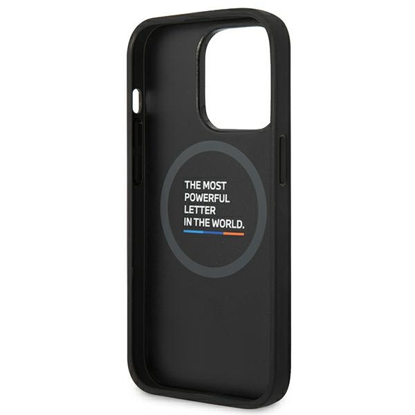 Hülle BMW BMHMP14X22PTDK iPhone 14 Pro Max 6,7" schwarz/schwarz Leder Stempel Tricolor MagSafe