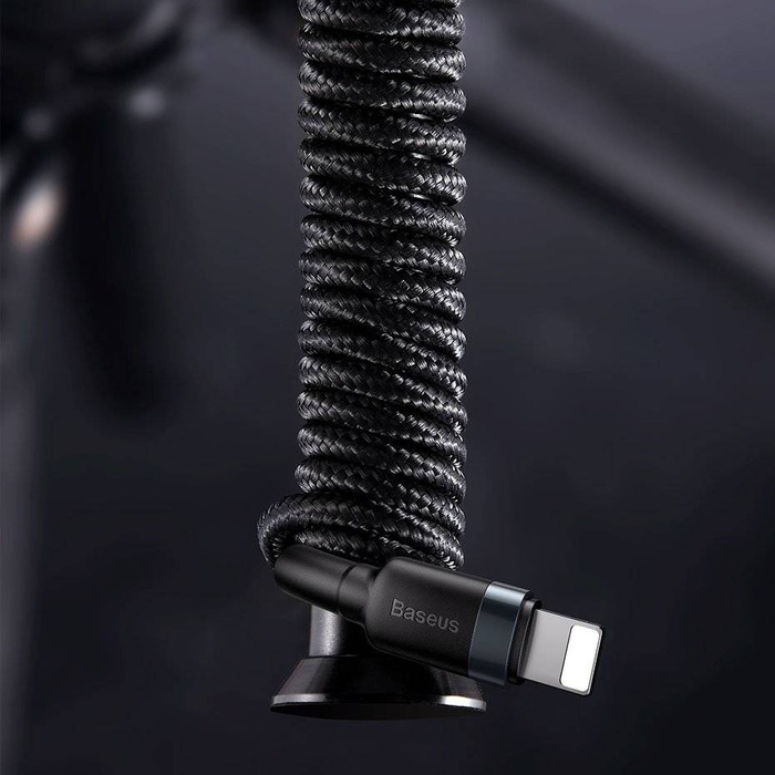 Baseus Cafule Cable Durable Nylon Braided Wire USB Type C PD / Lightning 18W QC3.0 1m black-grey (CATLKLF-G1)