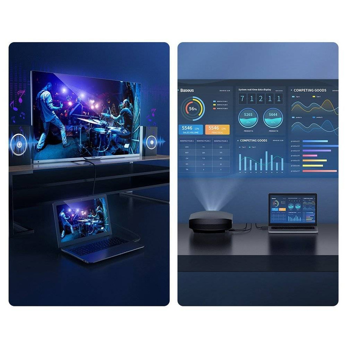 Cavo Baseus Cavo HDMI 2.0 4K 30 Hz 3D HDR 18 Gbps 8 m nero (CAKGQ-E01)