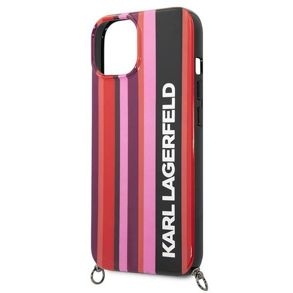 Hülle KARL LAGERFELD Apple iPhone 14 Farbe Streifen Band Rosa Hartcase