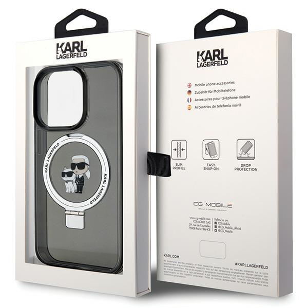 Coque Karl Lagerfeld KLHMP15XHMRSKCK iPhone 15 Pro Max 6.7" noir/noir durcase Ring Stand Karl&amp;Choupettte MagSafe Case