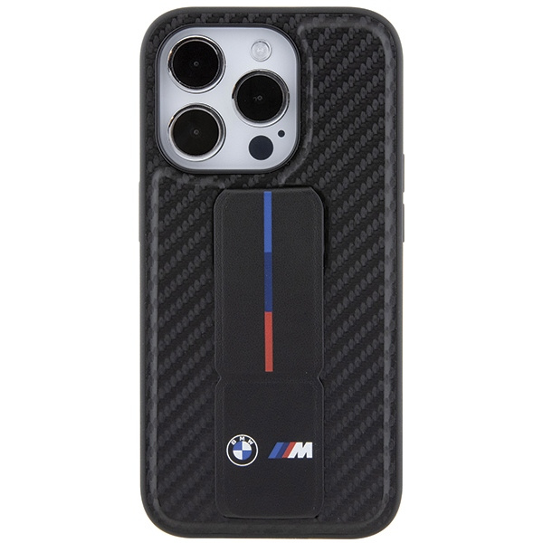 Coque Bmw Bmhcp15lgspcck IPhone 15 Pro 6.1" Black/Black Hardcase Grip Stand Smooth &amp; Carbon Case