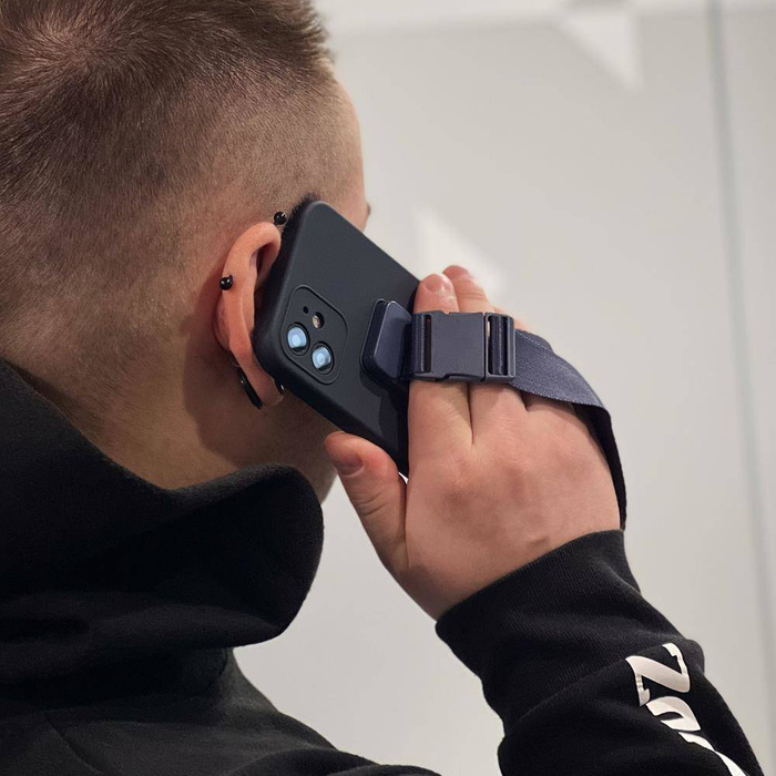 Pouzdro na lano Silikonový kryt na šňůrku Kabelka na šňůrku na šňůrku pro Samsung Galaxy S22 + (S22 Plus) tmavě modrá