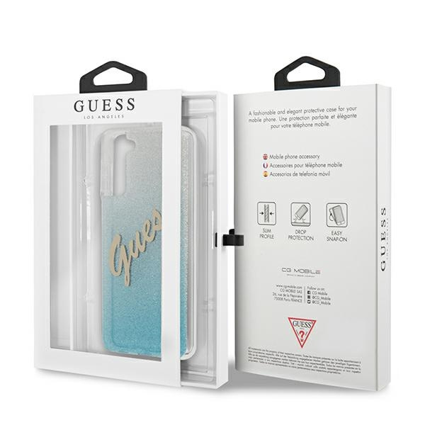 GUESS Samsung Galaxy S21 Plus Glitter Gradient Script GUHCS21MPCUGLSBL Blau HardHülle