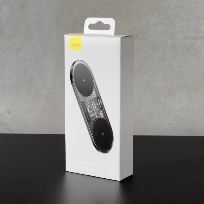 Baseus Digital LED Display Dual Wireless Charger mit Digitalanzeige 20W schwarz (WXSX010101)
