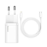 Baseus Super Si 1C caricatore rapido USB tipo C 20W Power Delivery + cavo USB tipo C - Lightning 1m bianco (TZCCSUP-B02)