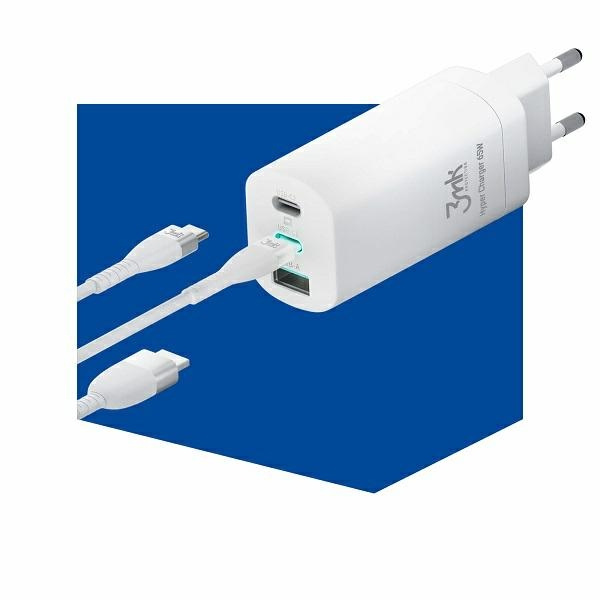 3mk HyperCharger 65W 2xUSB-C + 1xUSB-A charger Network GAN, PD+QC