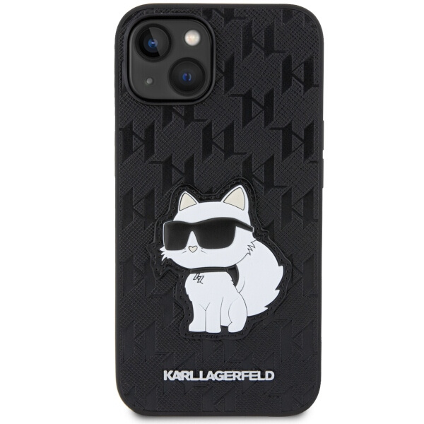 Hülle Karl Lagerfeld KLHCP14SSAKHPCK iPhone 14 6,1" schwarz/schwarz Saffiano Monogramm Choupette Case