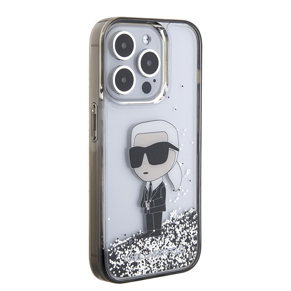 Etui Karl Lagerfeld KLHCP15LLKKNSK iPhone 15 Pro 6.1" transparent hardcase Liquid Glitter Ikonik Case