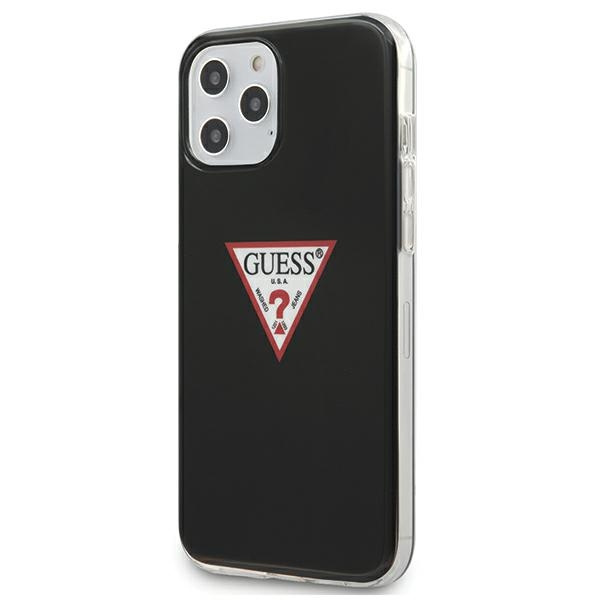 Pouzdro GUESS Apple iPhone 12 12 Pro Triangle Collection GUHCP12MPCUCTLBK Černé pevné pouzdro