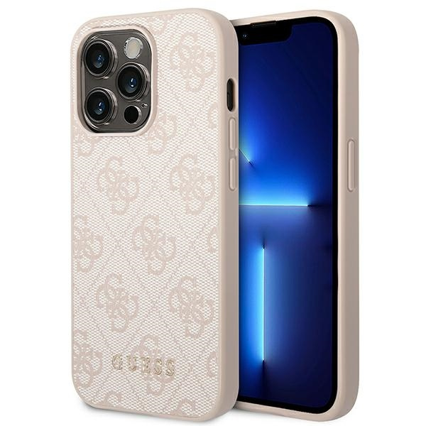 Hülle GUESS Apple iPhone 14 Pro Max 4G Metall Gold Logo Rosa Hartcase