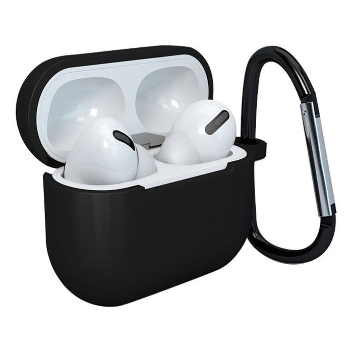 Hülle für AirPods 3 silikoneu soft case kopfhörer + Schlüsselanhänger schwarz (case D)