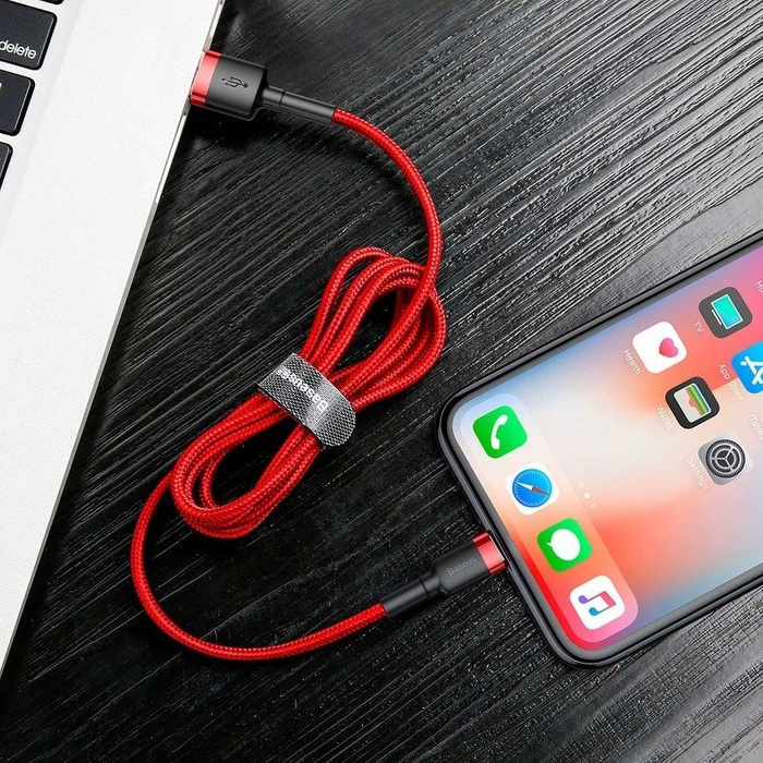 Kabel BASEUS Lightning USB Cafule 2,4A 1m červená