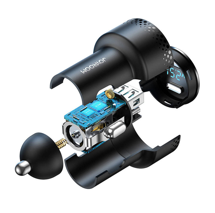 Autoladegerät 2x USB C 70W mit LED-Anzeige Joyroom JR-CCD02 | Schwarz