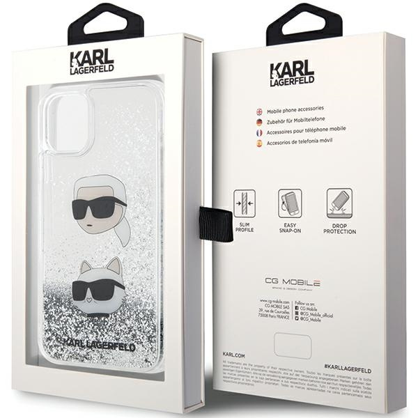 Karl Lagerfeld KLHCN61LDHKCNS iPhone 11 / Xr 6,1" argento/argento durocase Liquid Glitter Karl &amp; Choupette Heads