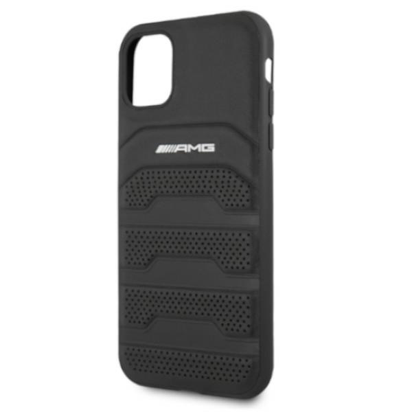 AMG AMHCN61GSEBK iPhone 11 6.1" black/black hardcase Leather Debossed Lines