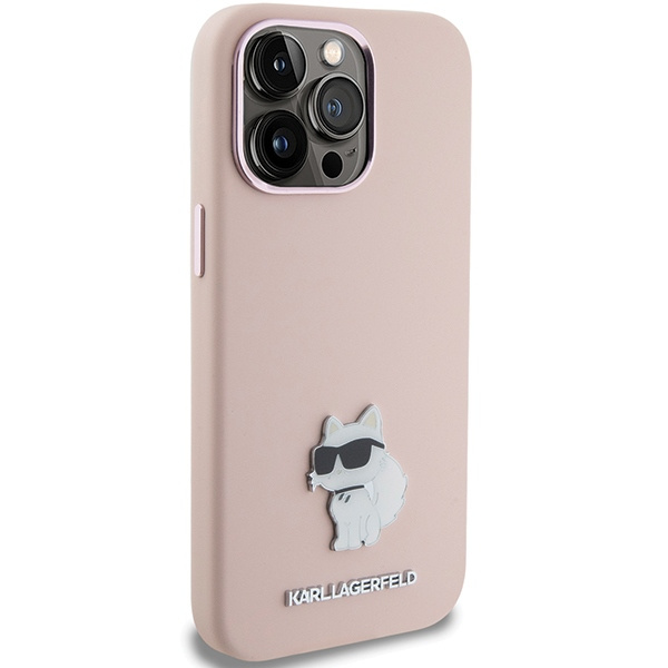 Etui Karl Lagerfeld KLHCP15LSMHCNPP iPhone 15 Pro 6.1" różowy/pink Silicone Choupette Metal Pin Case