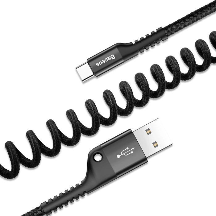 Kábel BASEUS Pružina USB-C 1m 2A čierna
