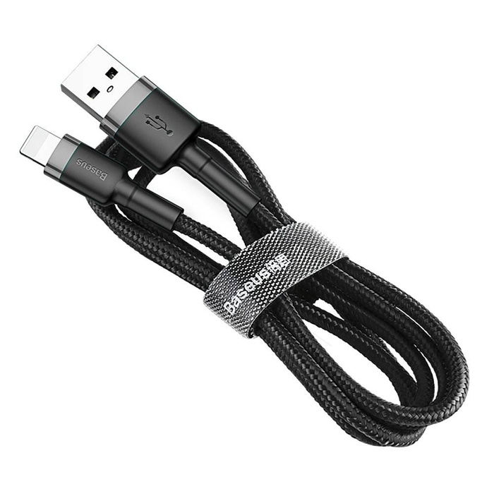 Baseus Cafule Cable durabel Kabel mit Nylon geflochtenes Ladekabel USB / Lightning QC3.0 2A 3M schwarz-grau (CALKLF-RG1)