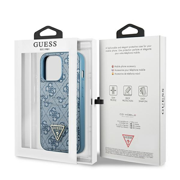 Hülle GUESS Apple iPhone 13 Pro Max 4G Triangle Logo Cardslot Blau Hartcase