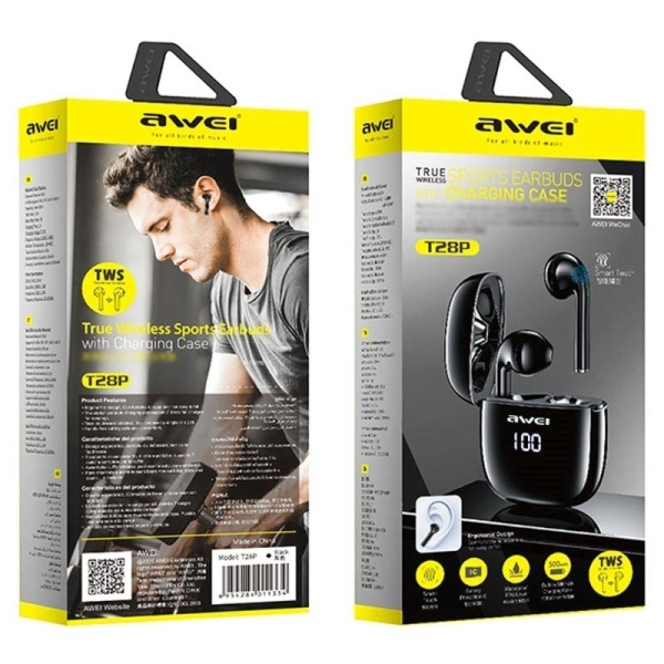 AWEI Bluetooth Kopfhörer 5.0 T28P TWS Docking Station Schwarz