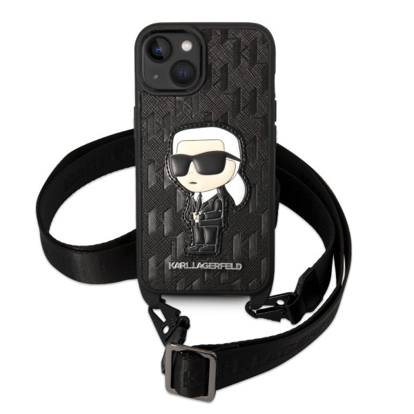Etui Karl Lagerfeld iPhone 14 6,1" czarny/black hardcase Monogram Ikonik Patch