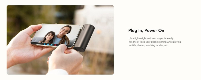 Powerbank Veger PlugOn (W0556P) PD QC3.0 3A 20W 5000 mAh z wbudowanym złączem Lightning czarny